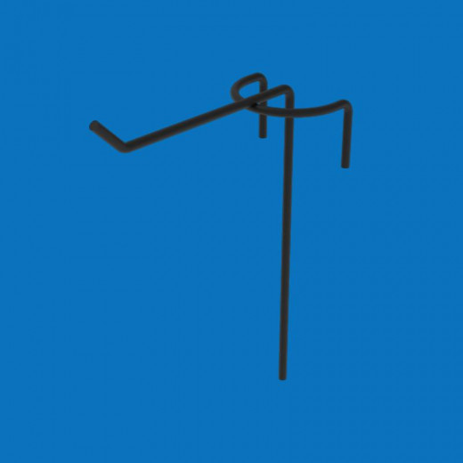 Крючок одинарный на торговую сетку 50 мм D3 мм, черный