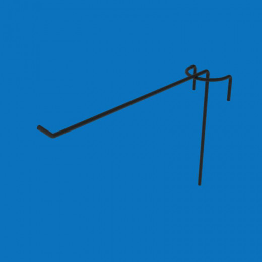 Крючок одинарный на торговую сетку 150 мм D3 мм, черный