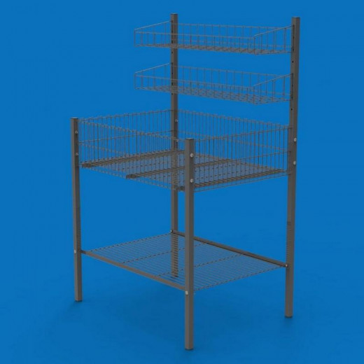 Контейнер презентационный с корзиной на 2 полки 80х135, графит