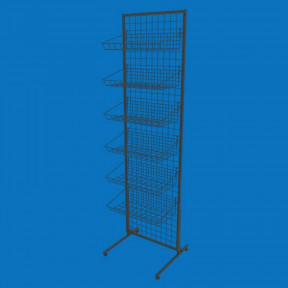 Торгова сітка-стійка 50х180 з кошиками 50х25, чорна