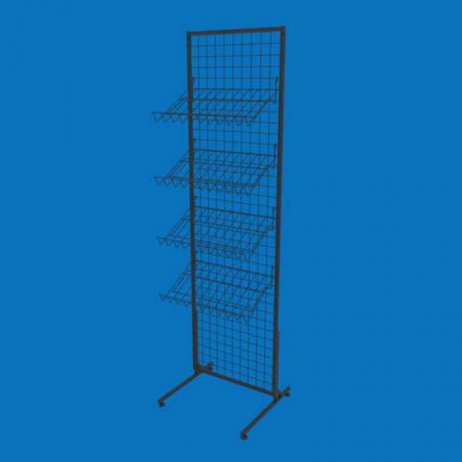 Торговая сетка-стойка 50х180 на 4 наклонные корзины, угол наклона 30 градусов, черная