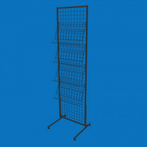 Торгова сітка-стійка 50х180 на 4 похилі кошики, кут нахилу 70 градусів, чорна