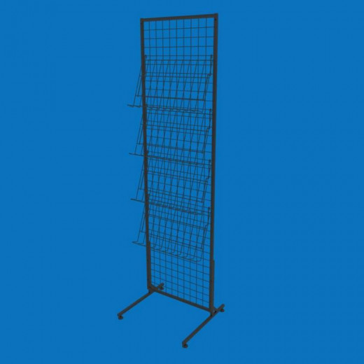 Торговая сетка-стойка 50х180 на 4 наклонные корзины, угол наклона 70 градусов, черная