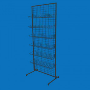 Торгова сітка-стійка 75х180 з кошиками 15х75, чорна