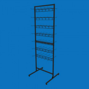 Стойка торговая Ева-60 двухсторонняя на 14 секций одинарных крючков, черная