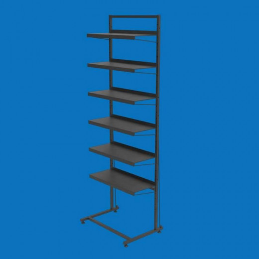 Стелаж торговий з листовими полицями 6 шт. Ева, чорний