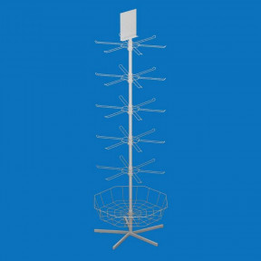 Стійка торгова 30 кронштейнів, топпер і кошик (Доллі)