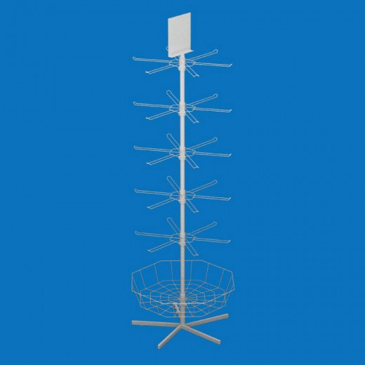 Стойка торговая 30 кронштейнов, топпер и корзина (Долли)