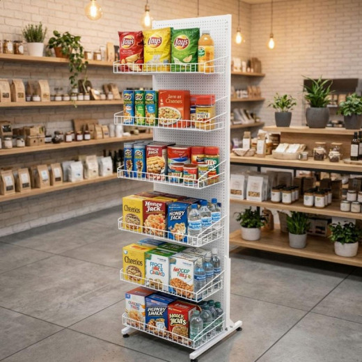 Стійка торгова з перфорованою панеллю на 6 кошиків 50х185, S-0,8 мм