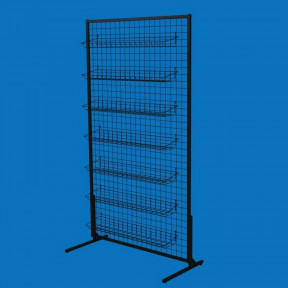 Стійка-сітка 100х180 з кошиками 85х15 (7 штук), чорна