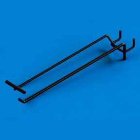 Крючок одинарный на перфорацию с ценникодержателем 200 мм D4 мм, черный