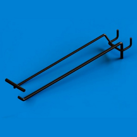 Крючок одинарный на перфорацию с ценникодержателем 200 мм D4 мм, черный