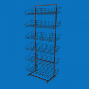 Стеллаж сетчатый на 6 корзин наклонных Ева-90, черный